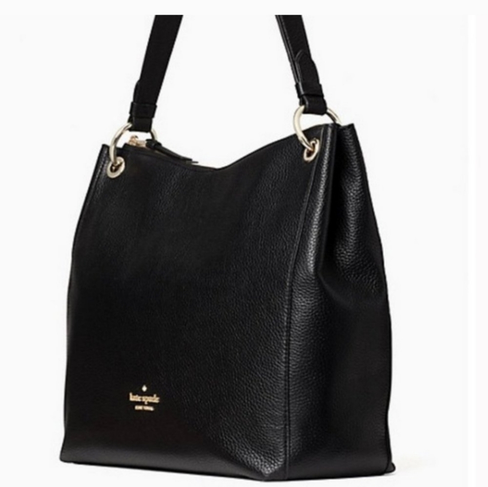Kate Spade Jackson Kat Large Shoulder Tote Slouchy Hobo Black Leather NWT *** - Picture 4 of 9